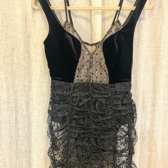 For Love And Lemons Dresses & Skirts - For Love & Lemons Black Lace and Velvet Mini Dress